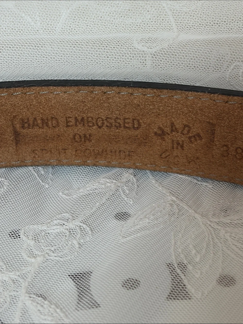 Vintage Men's Classic Brown Leather Belt with Brass Buckle like New 38”